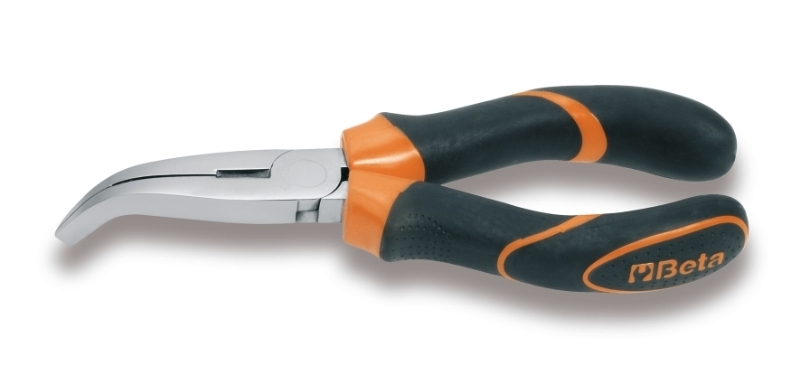 Pièces Quad & Motos - Outillage - Pince à becs coudés plats longs striés BETA taille 200 branches gainées confort bi-matières