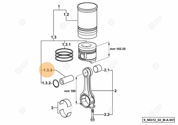 Pièces agricoles - Pieces moteur - AXE DE PISTON Deutz-Fahr origine
