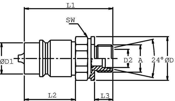 Pièces agricoles - Hydraulique - Raccord rapide ISO 10, HP122L2230