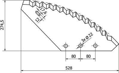Pièces agricoles - Fenaison & élevage - Lame carbure pour distributrice 528x274x6mm Ø 22mm
