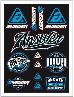 Pièces Quad & Motos - Pièces communes - Planche de stickers ANSWER 240x239mm - 13 logos prédécoupés