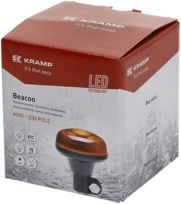 Pièces agricoles - Eclairage - Gyrophare LED, profil bas, 15W, 12-24V, ambre, pôle din, Ø 86mm x97mm