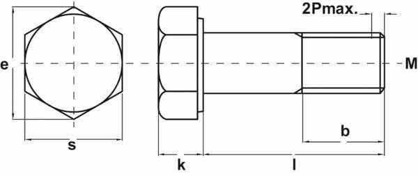 Pièces agricoles - Fasteners - Vis à tête large hexagonale M30x80 10.9 zing cha