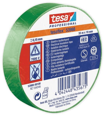 Chimie - Chimie divers - Ruban isolant, vert, 33m x 19mm TesaFLEX®