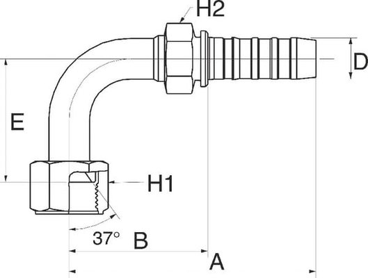 Pièces agricoles - Hydraulique - Racc. à sertir 90° DN13-7/8 JIC