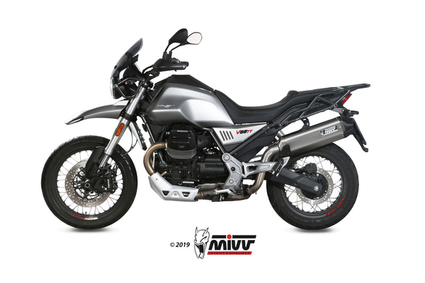 Pièces Quad & Motos - Pièces communes - Silencieux MIVV Speed Edge inox noir/casquette carbone Moto Guzzi V85TT