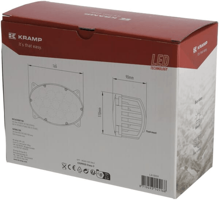Pièces agricoles - Eclairage - Phare de travail LED, 65 W, 5200 lm, ovale, 10/30 V, 161x110*90 mm, faisceau large, 13 LED, H4, faisceau haut/bas, Kramp