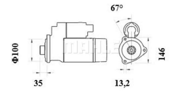 Pièces agricoles - Eclairage - Démarreur 12 V, 3,3 kW, 10 dents, CW, Mahle