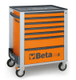 Servante mobile d'atelier à sept tiroirs BETA orange