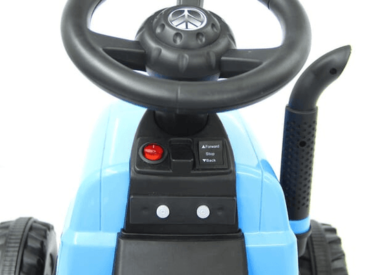 Loisirs - Jouets - Tracteur à enfourcher New Holland avec remorque bleu 6V