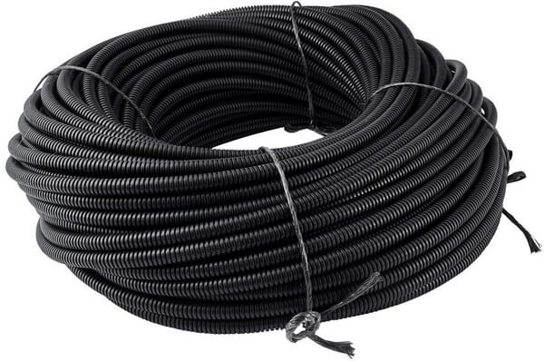 Pièces agricoles - Eclairage - Tube de protection 9mm 100m flexible ondulé, fermé, noir