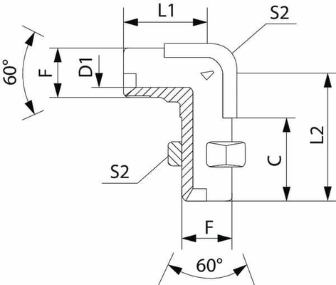 Pièces agricoles - Hydraulique - Adaptateur cloison 90° 3/8"BSP