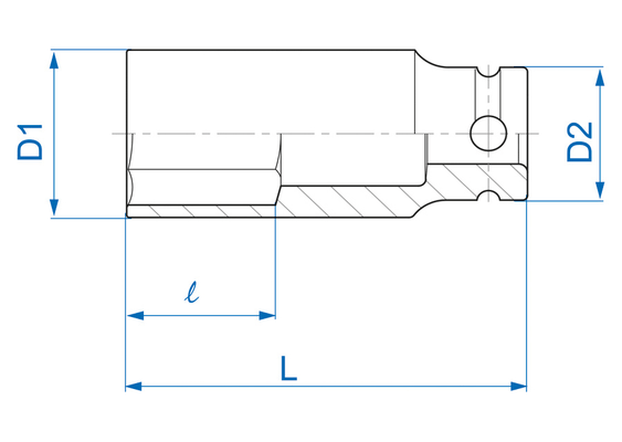 Outils - Outils divers - Douille longue choc 1/2" 19MM