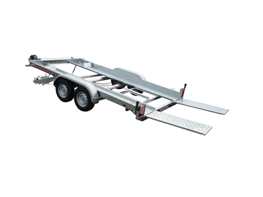 Materiels - Remorque voiture - PORTE VOITURE 394x190x14 avec grandes rampes amovibles PTAC : 2500 kg avec 2 cales et 1 treuil inclus