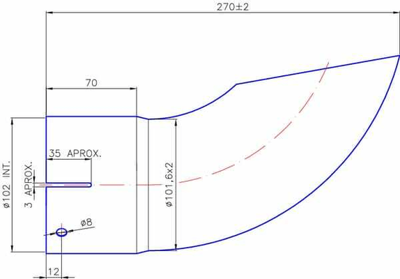 Pièces agricoles - Moteurs pièce adaptable - Embout d'échappement ø100mm