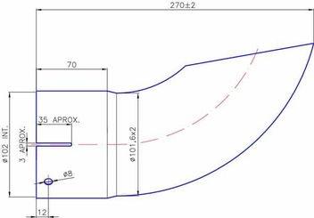 Pièces agricoles - Moteurs pièce adaptable - Embout d'échappement ø100mm