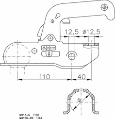 Pièces agricoles - Pièce divers - Attelage à boule de remorque 2200 kg Ø 50/51 mm