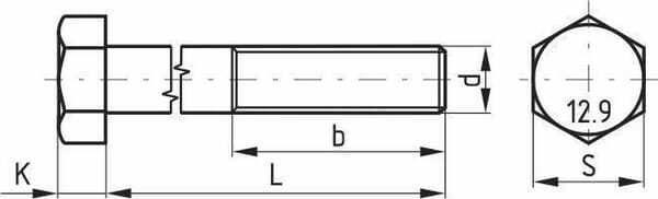 Pièces agricoles - Fasteners - Vis FP pas fin – DIN960 M14x1.5x55 12.9 noir