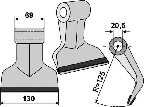 Pièces agricoles - Aménagements paysagers - Hammer flail PTA coated, suitable for Sauerburger