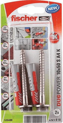 Pièces agricoles - Fasteners - Chevilles tous matériaux DuoPower 10x50 avec vis / Boite de 2
