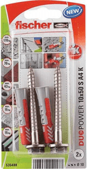 Pièces agricoles - Fasteners - Chevilles tous matériaux DuoPower 10x50 avec vis / Boite de 2