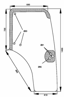 Pièces agricoles - Tracteur pièce adaptable - Vitre de porte
