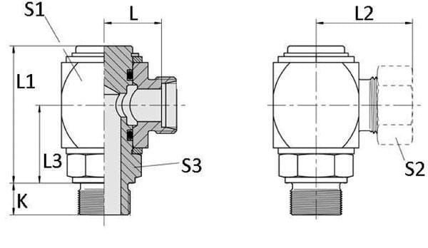 Pièces agricoles - Hydraulique - Raccord tournant equerre male 12L-M16