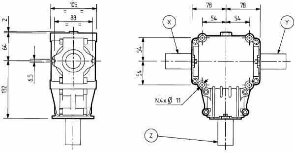 Pièces agricoles - Transmission - Boîtier T-281A 2,91:1