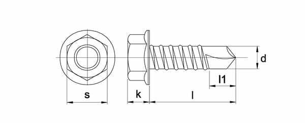 Pièces agricoles - Fasteners - Vis autoperforante, Ø 6,3x25 mm3/8", bride, acier inoxydable, DIN7504