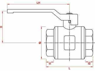 Pièces agricoles - Hydraulique - Vanne à bille BSP femelle/mâle 3/4" + poignée SS