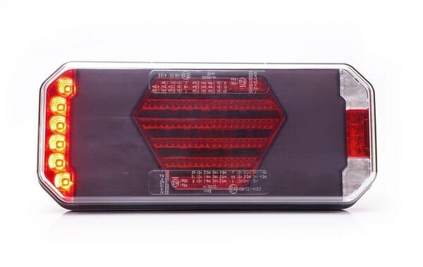 Pièces agricoles - Eclairage - Feu arrière multifonction LED, gauche, rouge/orange/blanc, 12-24 V, 236 x 104 x 40,5 mm