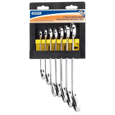 Pièces Quad & Motos - Outillage - Jeu 7 clés mixtes DRAPER cliquet réversible