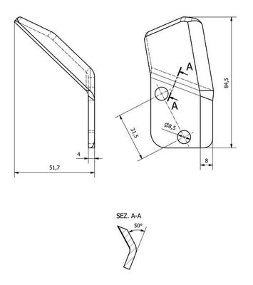 Pièces agricoles - Machines - Couteau du chariot d'alimentation droit