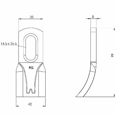 Pièces agricoles - Aménagements paysagers - Couteau renforcé 136 DUO - 358L