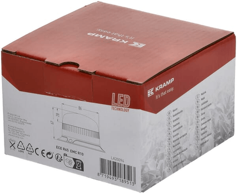Pièces agricoles - Eclairage - Gyrophare LED, profil bas, 15W, 12-24V, orange, à visser, Ø 86mm x67mm