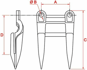 Pièces agricoles - Moissonneuses - Doigt double 6 " Dronningborg