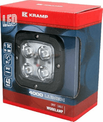 Pièces agricoles - Eclairage - Phare de travail LED carré 40W 4000lm, 10-30V, 98.5x63.4x98.5mm,très longue portée Kramp