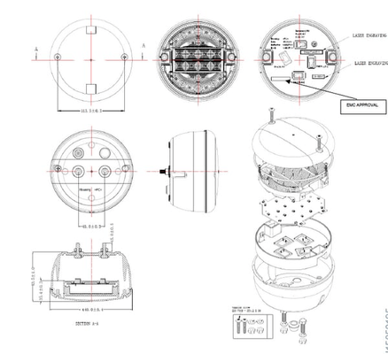 Pièces agricoles - Eclairage - Feu arrière multifonction LED, rond, 12-24V, Ø 140mm, «hamburger», Kramp