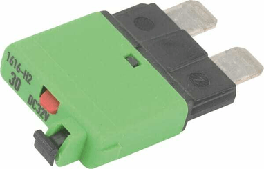 Pièces agricoles - Electricité - Fusible réinitialisation manuelle thermique 28V 30A longueur 34,4mm vert E.T.A