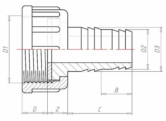 Pièces agricoles - Hydraulique - Raccord de tuyau 31mm x F 1 1/2"