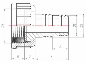 Pièces agricoles - Hydraulique - Raccord de tuyau 31mm x F 1 1/2"
