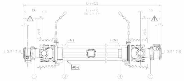 Pièces agricoles - Transmission - Arbre de transmission S4 L : 710mm, Bondioli&Pavesi