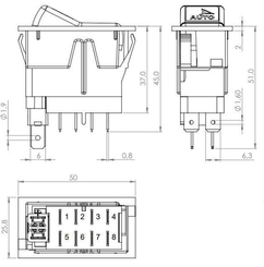 Pièces agricoles - Eclairage - Interrupteur à bascule, I-0-(II), on-on-mom, 12 V, 8 broches, options de système de direction