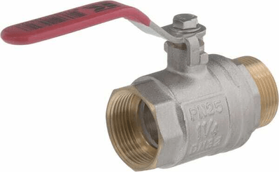 Pièces agricoles - Hydraulique - Vanne à bille BSP femelle/mâle 1 1/4" + poignée SS