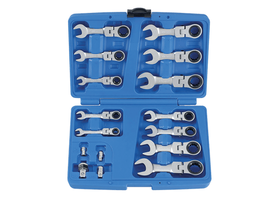 Outils - Outils divers - Jeu de 12 clés mixte à cliquet courtes tête inclinable de 8 à 19mm