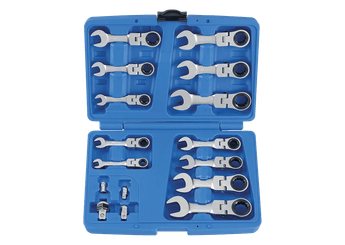 Outils - Outils divers - Jeu de 12 clés mixte à cliquet courtes tête inclinable de 8 à 19mm