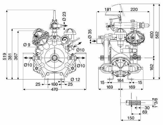 Pièces agricoles - Pièce Pulvérisateur - Pompe haute pression à piston et membrane IDS 1000 MM