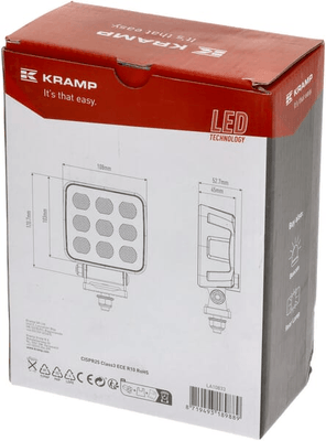 Pièces agricoles - Eclairage - Phare de travail LED, 90W, 6800lm, carrée, 12/24V, blanche, 108x120,7x52,7mm Deutsch prise, faisceau large, 18 LED
