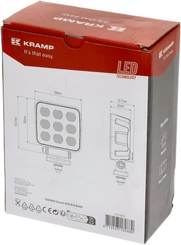 Pièces agricoles - Eclairage - Phare de travail LED, 90W, 6800lm, carrée, 12/24V, blanche, 108x120,7x52,7mm Deutsch prise, faisceau large, 18 LED