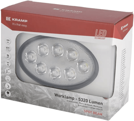 Pièces agricoles - Eclairage - Phare de travail LED, 56W, 5320lm, ovale, 10/30V, 160x129x68mm, Deutsch fiche, Spot, 8 LED